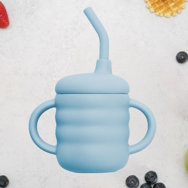 Cana din silicon cu pai, AppeKids - Aqua Blue KRTAK275435
