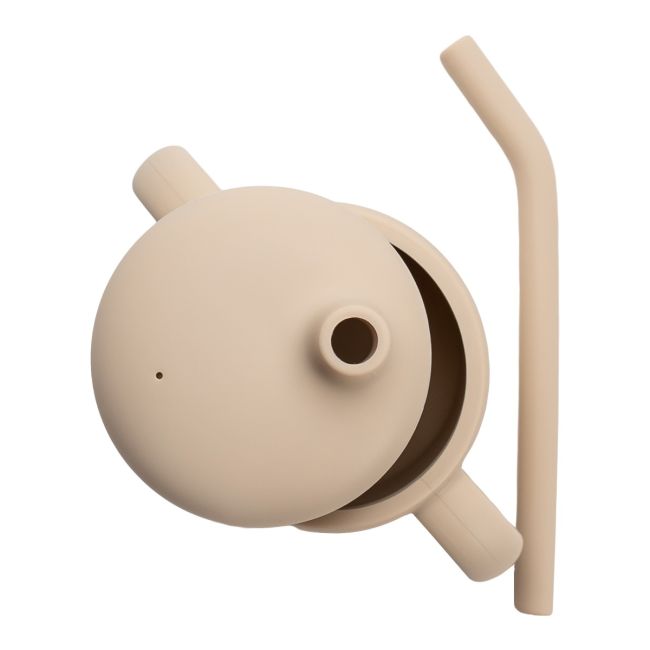 Cana din silicon cu pai, AppeKids - Bubble Beige KRTAK275404