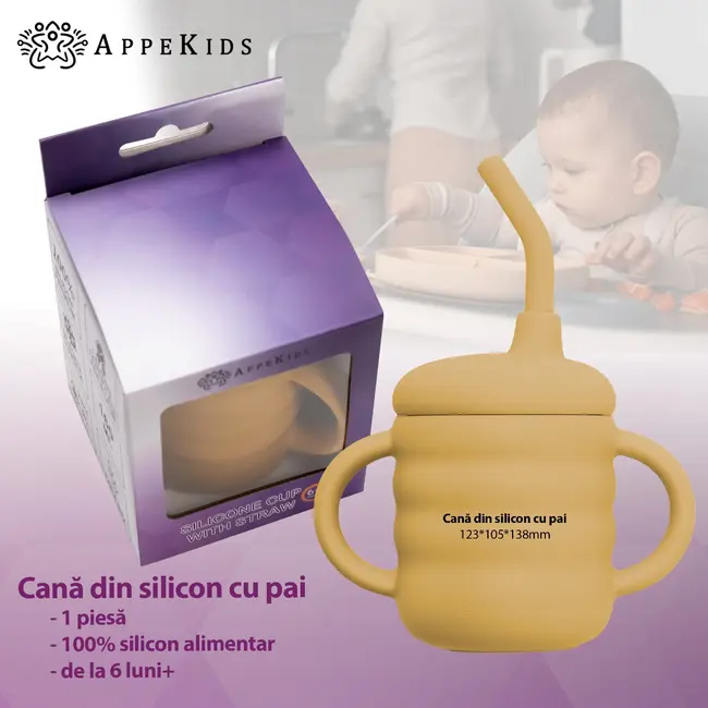 Cana din silicon cu pai, AppeKids - Honey KRTAK275411
