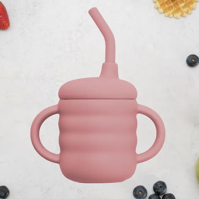 Cana din silicon cu pai, AppeKids - Old Rose KRTAK275428