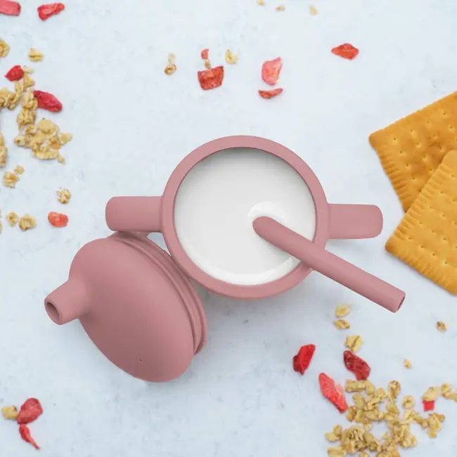 Cana din silicon cu pai, AppeKids - Old Rose KRTAK275428