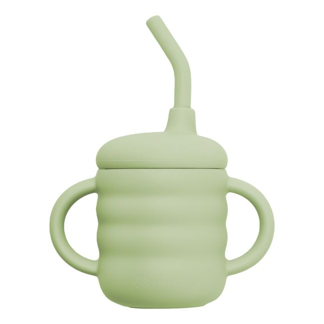 Cana din silicon cu pai, AppeKids - Raw Green KRTAK275442