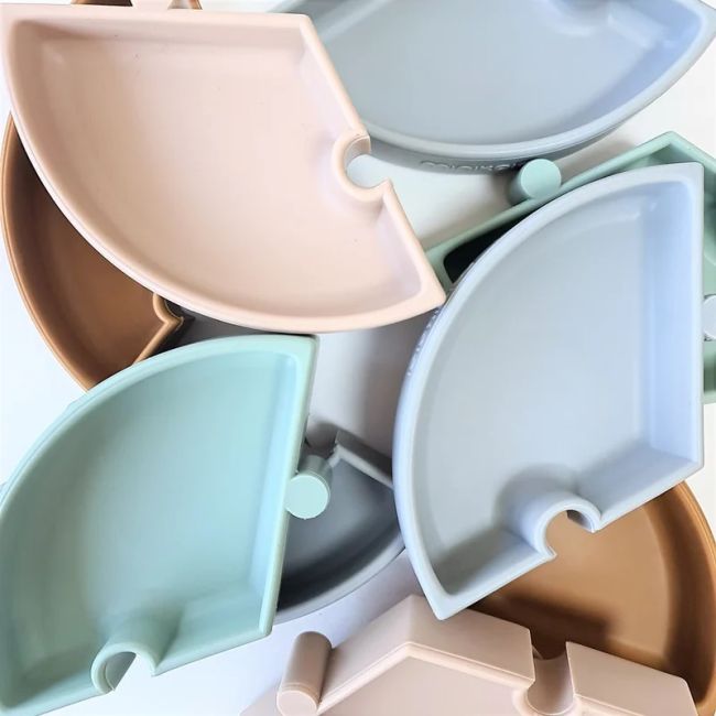Farfurie Puzzle Minikoioi, 100% Premium Silicone – Bubble Beige/Powder Grey KRT101050054