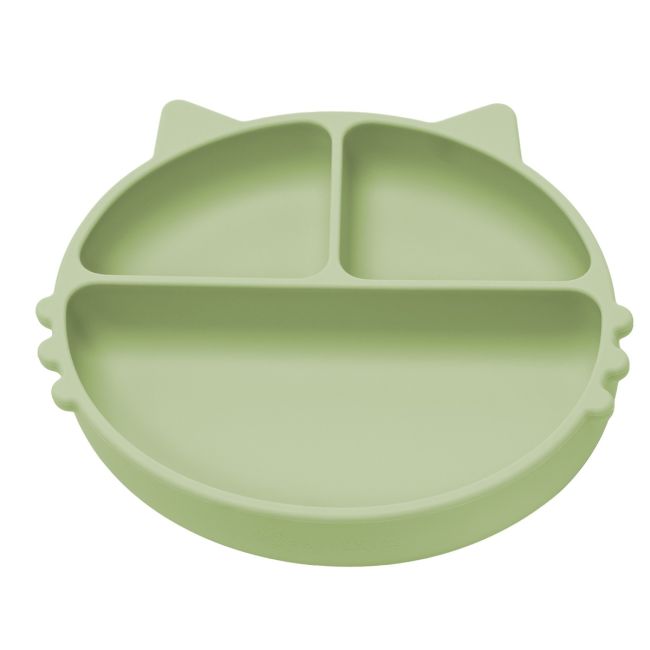 Farfurie compartimentata din silicon cu ventuza, AppeKids - Kitty - Raw Green KRTAK275343