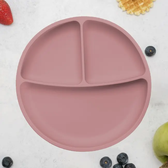 Farfurie compartimentata din silicon cu ventuza, AppeKids - Old Rose KRTAK275824