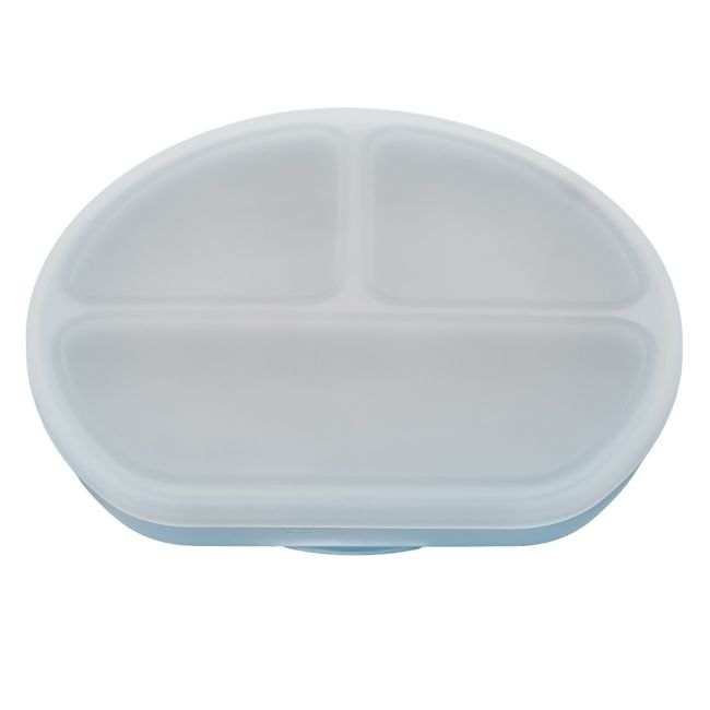 Farfurie compartimentata din silicon cu ventuza si capac, AppeKids - Aqua Blue KRTAK275732