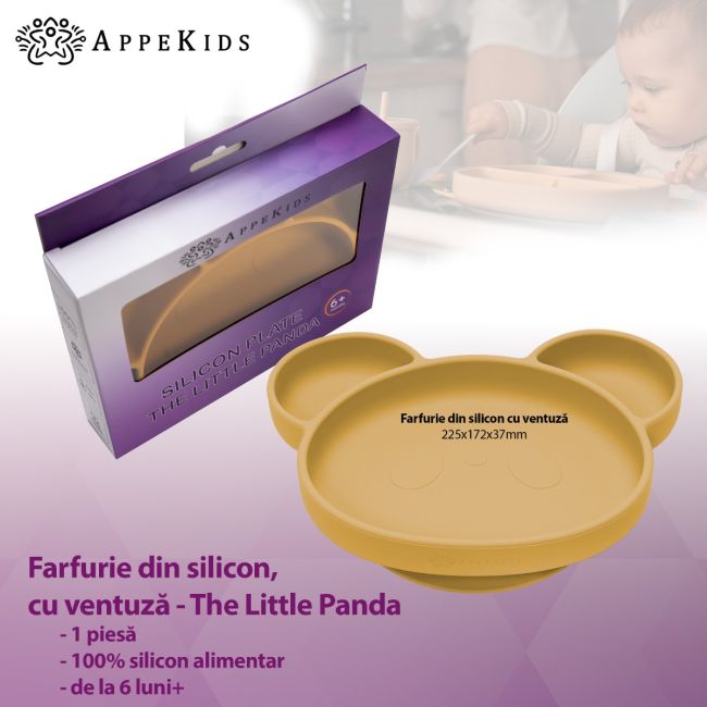 Farfurie din silicon cu ventuza, AppeKids, Panda - Honey KRTAK275862