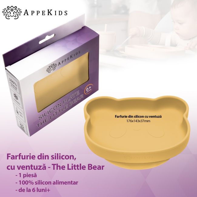 Farfurie din silicon cu ventuza, AppeKids, The Little Bear - Honey KRTAK275169