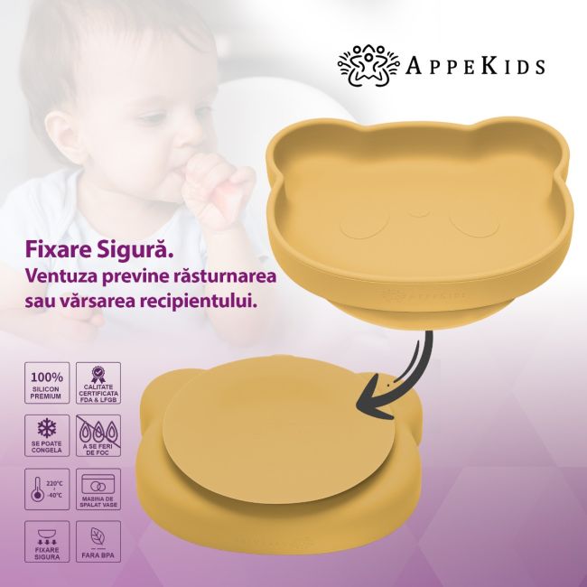 Farfurie din silicon cu ventuza, AppeKids, The Little Bear - Honey KRTAK275169