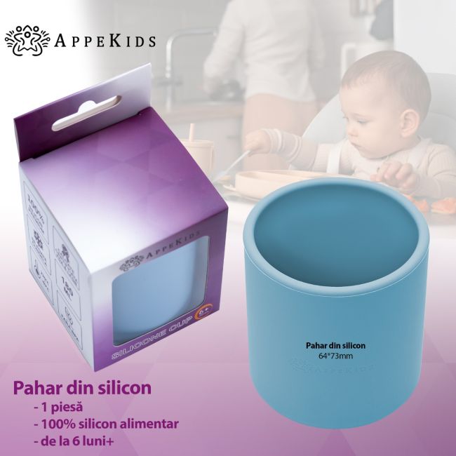 Pahar din silicon, AppeKids - Aqua Blue KRTAK275480