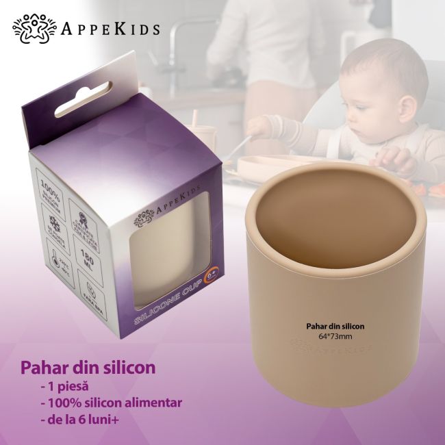 Pahar din silicon, AppeKids - Bubble Beige KRTAK275459