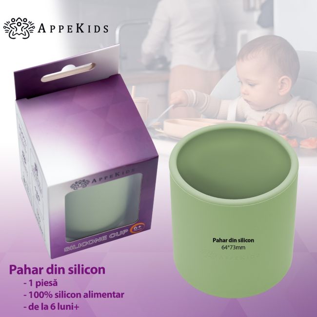 Pahar din silicon, AppeKids - Raw Green KRTAK275497