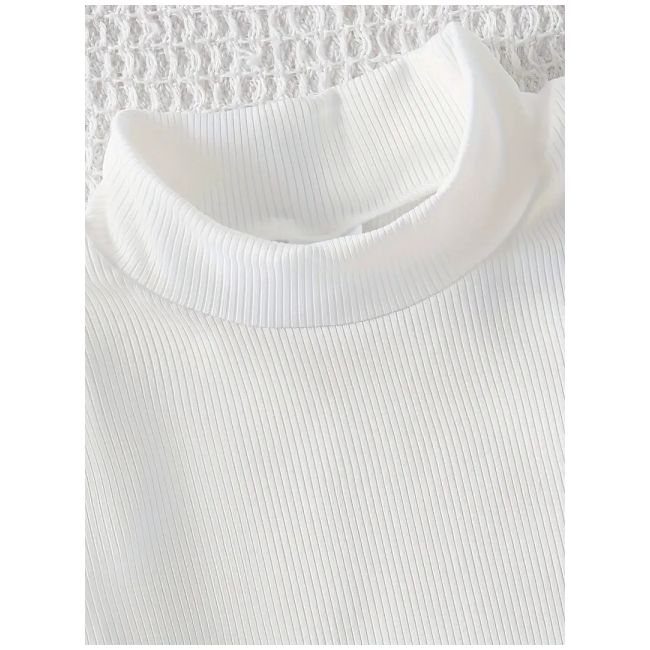 Set salopeta din blugi pentru fetite cu bluzita alba si floricele aplicate mdtu22-r2
