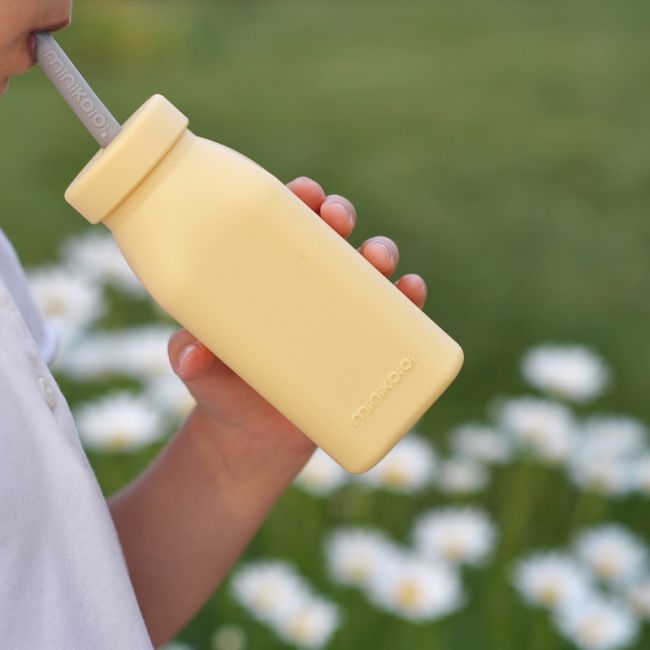 Sticla cu pai din silicon, Minikoioi - Mellow Yellow KRT101240003