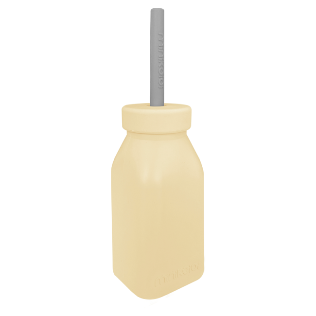 Sticla cu pai din silicon, Minikoioi - Mellow Yellow KRT101240003