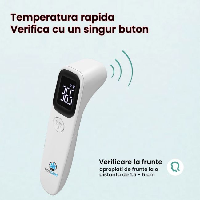 Termometru cu Infrarosu pentru corp Kidscare KCT-605, ideal pentru bebelusi, copii si adulti, citire rapida, sigur si precis SUPKCT-605