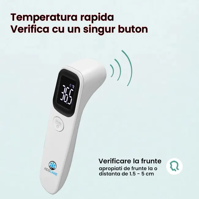 Termometru cu Infrarosu pentru corp Kidscare KCT-605, ideal pentru bebelusi, copii si adulti, citire rapida, sigur si precis SUPKCT-605
