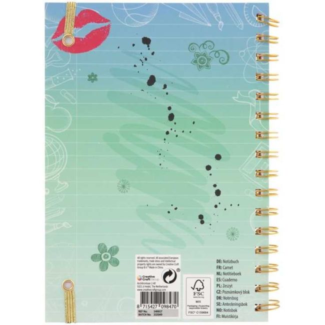 Caiet Besties A5 - 50 de pagini cu legare spirala pentru fetite creative Grafix GR140017 BBJGR140017_Albastru