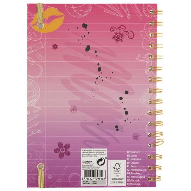 Caiet Besties A5 - 50 de pagini cu legare spirala pentru fetite creative Grafix GR140017 BBJGR140017_Roz