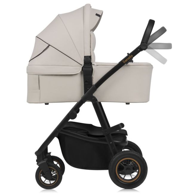 Carucior 2 in 1, Lionelo, Amber Plus, Cadru aluminiu, Cu landou intarit si salteluta moale, Reversibil, Maner ajustabil, Cu accesorii, Cu ventilatie panoramica 3D, Pana la 22 kg, EN1888-1, EN1888-2, EN1466, Bej BYNLO-AMBER_PLUS_2IN1_BEIGE_SAND