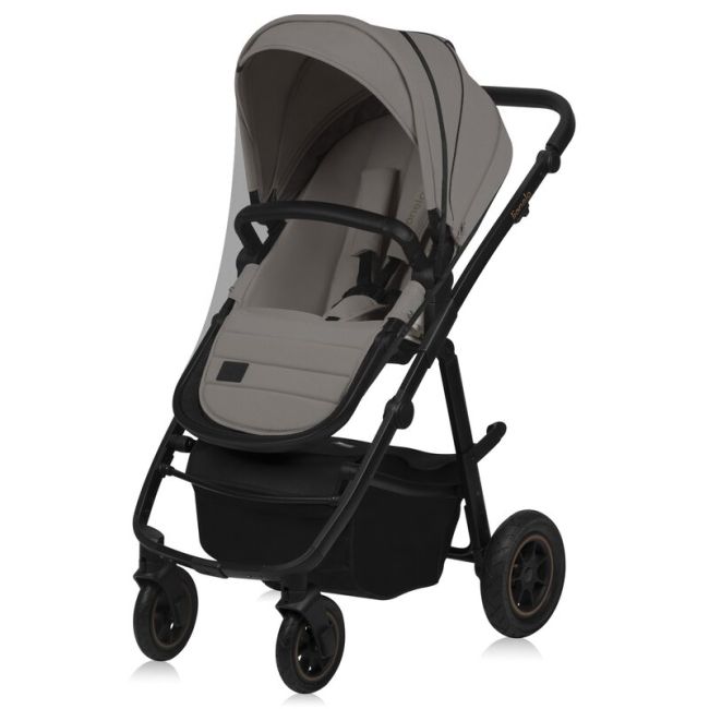 Carucior 2 in 1, Lionelo, Amber Plus, Cadru aluminiu, Cu landou intarit si salteluta moale, Reversibil, Maner ajustabil, Cu accesorii, Cu ventilatie panoramica 3D, Pana la 22 kg, EN1888-1, EN1888-2, EN1466, Bej BYNLO-AMBER_PLUS_2IN1_BEIGE_SAND