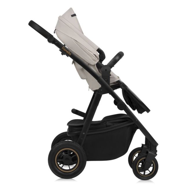 Carucior 2 in 1, Lionelo, Amber Plus, Cadru aluminiu, Cu landou intarit si salteluta moale, Reversibil, Maner ajustabil, Cu accesorii, Cu ventilatie panoramica 3D, Pana la 22 kg, EN1888-1, EN1888-2, EN1466, Bej BYNLO-AMBER_PLUS_2IN1_BEIGE_SAND