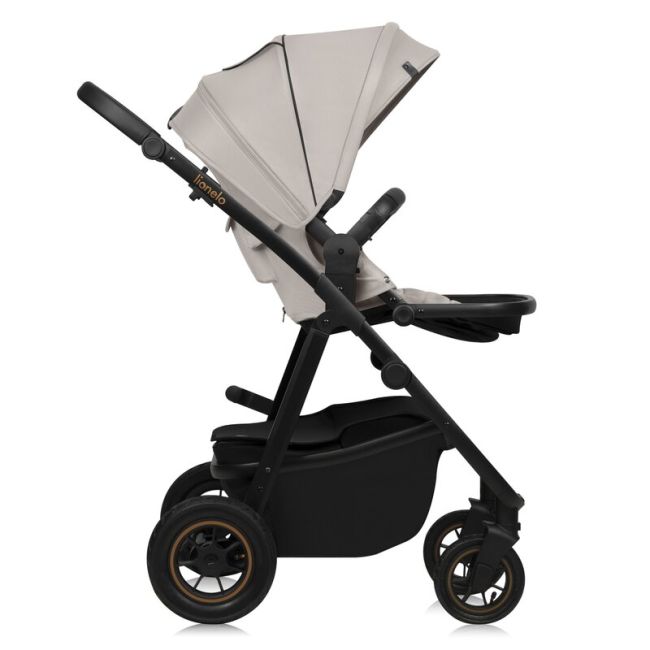 Carucior 2 in 1, Lionelo, Amber Plus, Cadru aluminiu, Cu landou intarit si salteluta moale, Reversibil, Maner ajustabil, Cu accesorii, Cu ventilatie panoramica 3D, Pana la 22 kg, EN1888-1, EN1888-2, EN1466, Bej BYNLO-AMBER_PLUS_2IN1_BEIGE_SAND