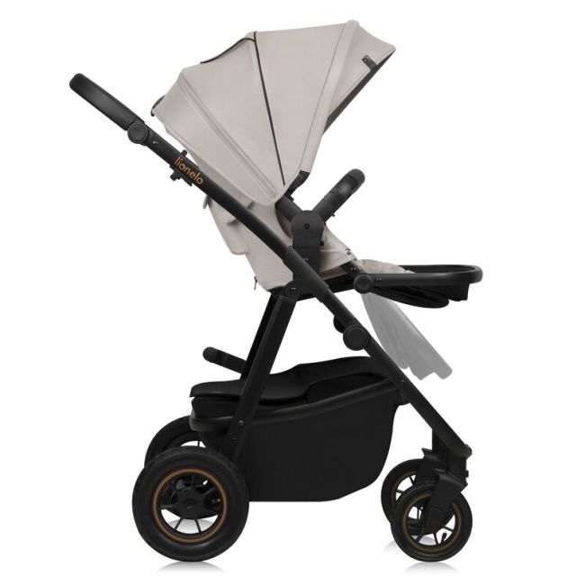 Carucior 2 in 1, Lionelo, Amber Plus, Cadru aluminiu, Cu landou intarit si salteluta moale, Reversibil, Maner ajustabil, Cu accesorii, Cu ventilatie panoramica 3D, Pana la 22 kg, EN1888-1, EN1888-2, EN1466, Bej BYNLO-AMBER_PLUS_2IN1_BEIGE_SAND