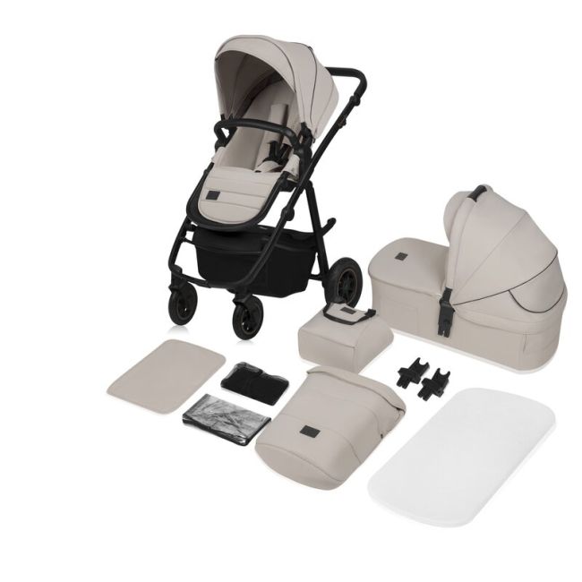 Carucior 2 in 1, Lionelo, Amber Plus, Cadru aluminiu, Cu landou intarit si salteluta moale, Reversibil, Maner ajustabil, Cu accesorii, Cu ventilatie panoramica 3D, Pana la 22 kg, EN1888-1, EN1888-2, EN1466, Bej BYNLO-AMBER_PLUS_2IN1_BEIGE_SAND