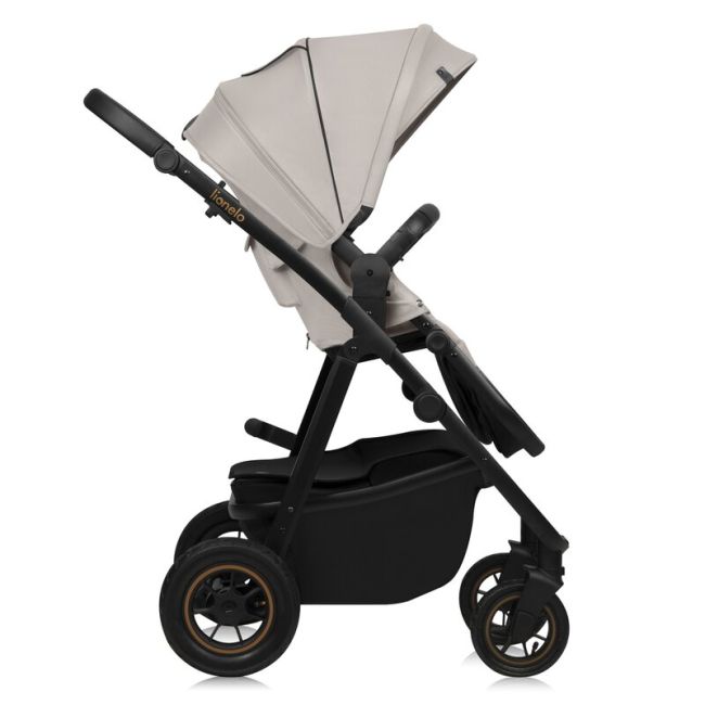 Carucior 2 in 1, Lionelo, Amber Plus, Cadru aluminiu, Cu landou intarit si salteluta moale, Reversibil, Maner ajustabil, Cu accesorii, Cu ventilatie panoramica 3D, Pana la 22 kg, EN1888-1, EN1888-2, EN1466, Bej BYNLO-AMBER_PLUS_2IN1_BEIGE_SAND