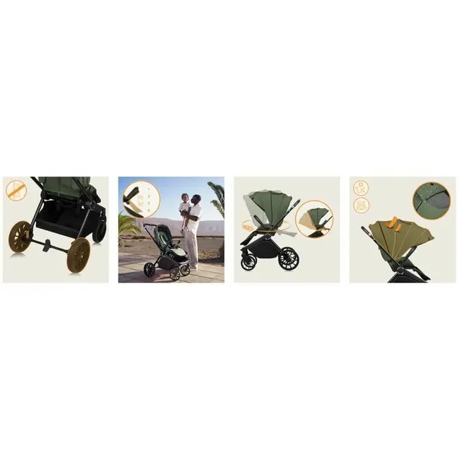 Carucior sport, Lionelo, Mika Plus, Cadru din aluminiu, Cu maner reversibil, Copertina XXL, Spatar reglabil in 3 pozitii, Cu accesorii, Pana la 22 kg, 6-48 luni; EN1888-1, EN1888-2 EN1466, Verde BYNLO-MIKA_PLUS_GREEN_OLIVE