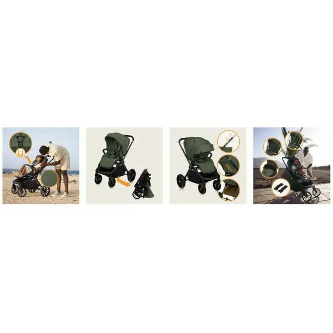Carucior sport, Lionelo, Mika Plus, Cadru din aluminiu, Cu maner reversibil, Copertina XXL, Spatar reglabil in 3 pozitii, Cu accesorii, Pana la 22 kg, 6-48 luni; EN1888-1, EN1888-2 EN1466, Verde BYNLO-MIKA_PLUS_GREEN_OLIVE