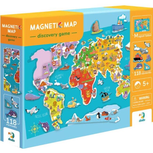 Puzzle magnetic - harta lumii (118 piese)