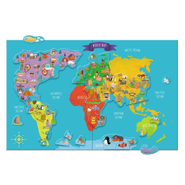Puzzle magnetic - harta lumii (118 piese)