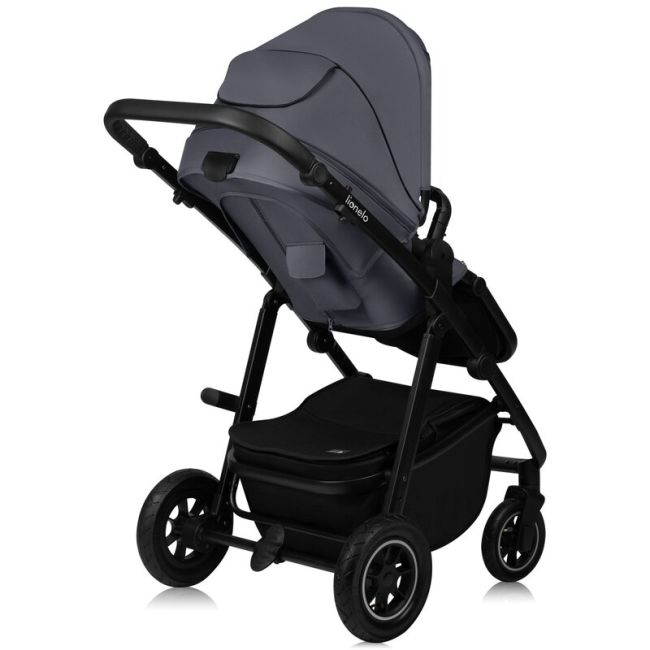 Carucior 2 in 1, Lionelo, Amber Plus, Cadru aluminiu, Cu landou intarit si salteluta moale, Reversibil, Maner ajustabil, Cu accesorii, Cu ventilatie panoramica 3D, Pana la 22 kg, EN1888-1, EN1888-2, EN1466, Gri inchis BYNLO-AMBER_PLUS_2IN1_GREY_GRAPHITE
