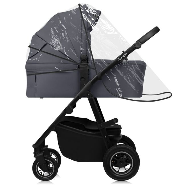 Carucior 2 in 1, Lionelo, Amber Plus, Cadru aluminiu, Cu landou intarit si salteluta moale, Reversibil, Maner ajustabil, Cu accesorii, Cu ventilatie panoramica 3D, Pana la 22 kg, EN1888-1, EN1888-2, EN1466, Gri inchis BYNLO-AMBER_PLUS_2IN1_GREY_GRAPHITE
