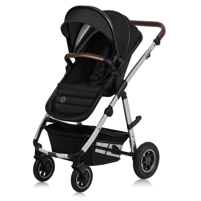 Carucior 3 in 1, Lionelo, Amber, Cadru aluminiu, Cu landou intarit si salteluta moale, Scoica auto, Reversibil, Maner ajustabil, Huse pentru picioare, ploaie, Plasa de tantar, Geanta parinti, Pana la 22 kg, EN1888-1 EN1888-2 EN1466 ECE R44/04, Negru BYNLO