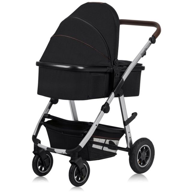 Carucior 3 in 1, Lionelo, Amber, Cadru aluminiu, Cu landou intarit si salteluta moale, Scoica auto, Reversibil, Maner ajustabil, Huse pentru picioare, ploaie, Plasa de tantar, Geanta parinti, Pana la 22 kg, EN1888-1 EN1888-2 EN1466 ECE R44/04, Negru BYNLO