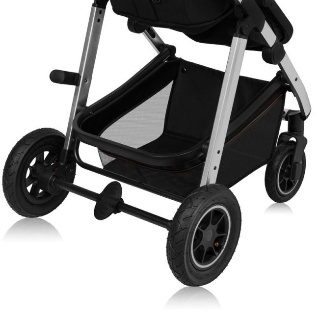 Carucior 3 in 1, Lionelo, Amber, Cadru aluminiu, Cu landou intarit si salteluta moale, Scoica auto, Reversibil, Maner ajustabil, Huse pentru picioare, ploaie, Plasa de tantar, Geanta parinti, Pana la 22 kg, EN1888-1 EN1888-2 EN1466 ECE R44/04, Negru BYNLO