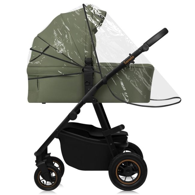 Carucior 3 in 1, Lionelo, Amber Plus, Cadru aluminiu, Cu landou intarit si salteluta moale, Cu scoica auto testata ADAC, Reversibil, Maner ajustabil, Cu accesorii, Cu ventilatie panoramica 3D, Pana la 22 kg, EN1888-1, EN1888-2, EN1466, ECE R129, Verde BYN