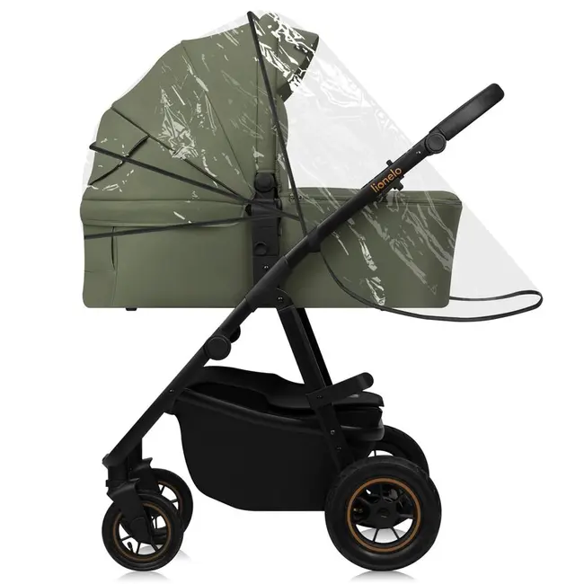 Carucior 3 in 1, Lionelo, Amber Plus, Cadru aluminiu, Cu landou intarit si salteluta moale, Cu scoica auto testata ADAC, Reversibil, Maner ajustabil, Cu accesorii, Cu ventilatie panoramica 3D, Pana la 22 kg, EN1888-1, EN1888-2, EN1466, ECE R129, Verde BYN