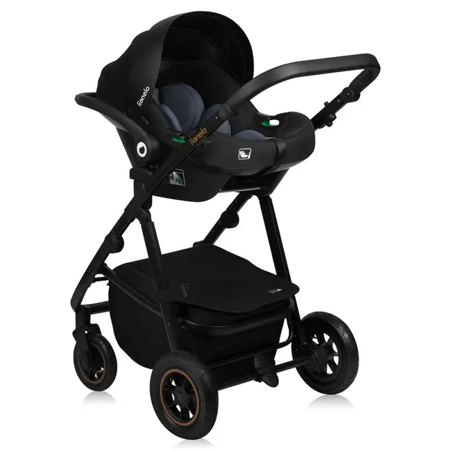 Carucior 3 in 1, Lionelo, Amber Plus, Cadru aluminiu, Cu landou intarit si salteluta moale, Cu scoica auto testata ADAC, Reversibil, Maner ajustabil, Cu accesorii, Cu ventilatie panoramica 3D, Pana la 22 kg, EN1888-1, EN1888-2, EN1466, ECE R129, Verde BYN