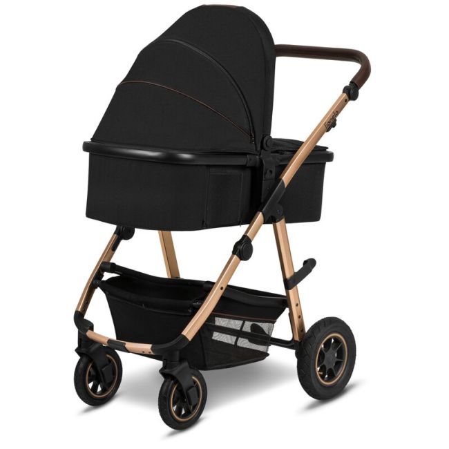 Lionelo - Carucior Amber, 2 in 1, Cadru aluminiu, Cu landou intarit si salteluta moale, Reversibil, Maner ajustabil, Huse pentru picioare, ploaie, Plasa de tantari, Geanta parinti, Pana la 22 kg, EN1888-1, EN1888-2, EN1466, Negru BYNLO-AMBER_2IN1_BLACK_ON