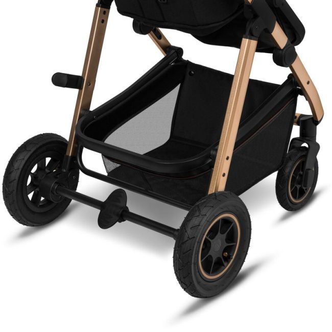 Lionelo - Carucior Amber, 2 in 1, Cadru aluminiu, Cu landou intarit si salteluta moale, Reversibil, Maner ajustabil, Huse pentru picioare, ploaie, Plasa de tantari, Geanta parinti, Pana la 22 kg, EN1888-1, EN1888-2, EN1466, Negru BYNLO-AMBER_2IN1_BLACK_ON