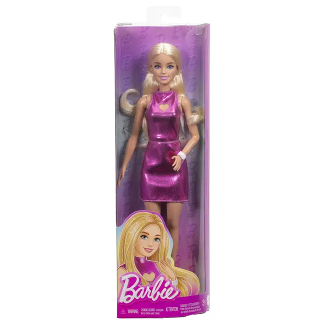 BARBIE PAPUSA BARBIE FASHIONISTAS BLONDA CU ROCHITA ROZ METALICA VIVMTHYT88