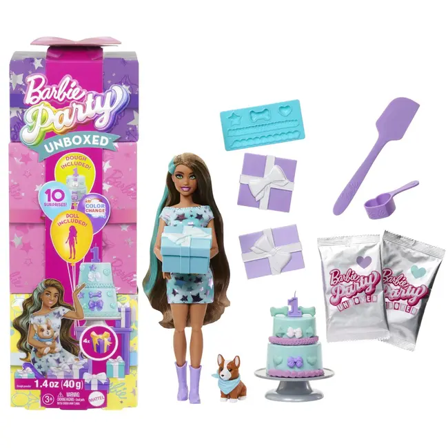 BARBIE PAPUSA PARTY UNBOXED REVEAL BRUNETA VIVMTJFG72