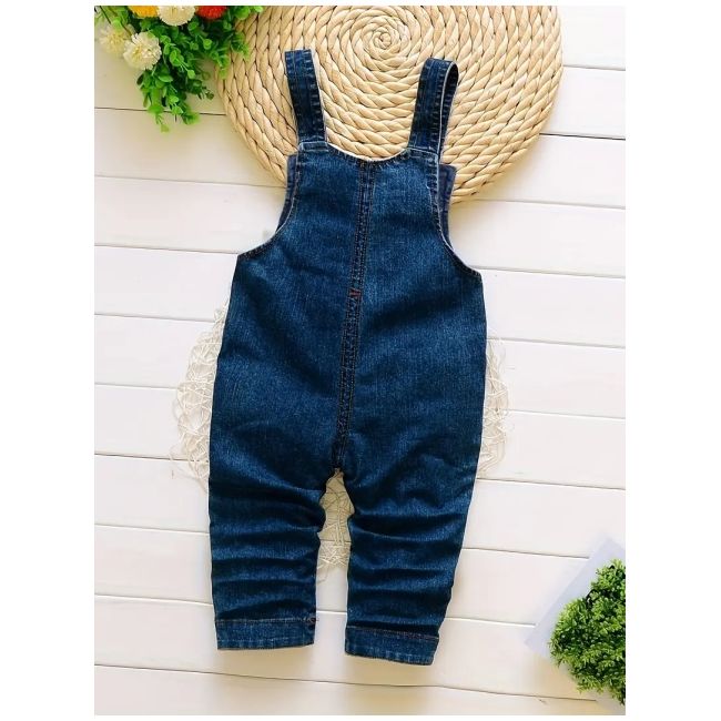 Salopeta din blugi pentru fetite cu broderie florala si fluturi mbtu14-r1