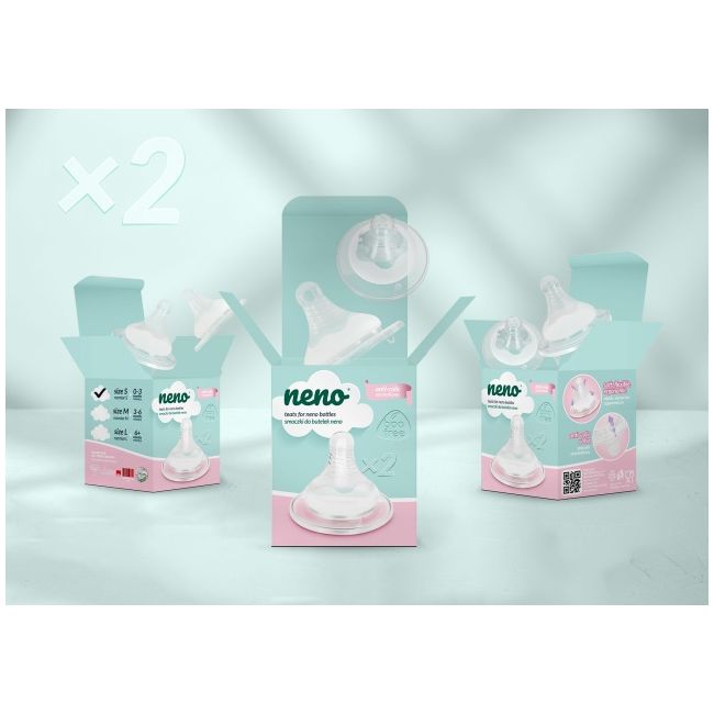 Set de 2 tetine anticolici pentru biberoane neno nen-bab-ak020