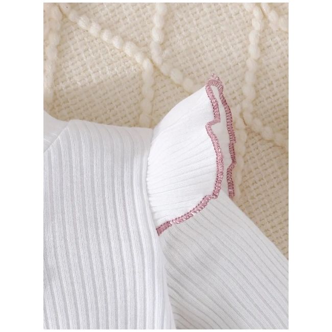 Set pentru fetite – bluzita alba cu papion si fustita roz pudra mdtu20-r1