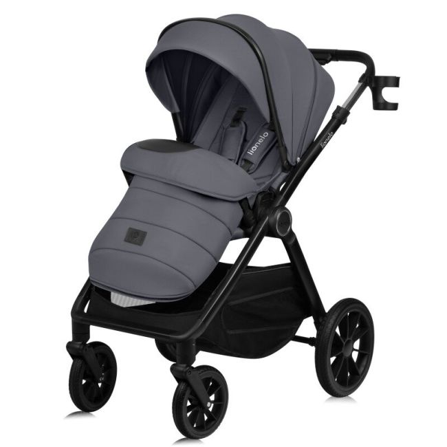 Carucior 3 in 1, Lionelo, Layla, Cadru din aluminiu, Cu landou intarit si salteluta din spuma AiryDots, Scoica auto, Reversibil, Cu sistem de ventilatie 3D, Cu accesorii, Pana la 22 kg, EN1888-1 EN1888-2 EN1466 ECE R129, Gri BYNLO-LAYLA_3IN1_GREY_STONE